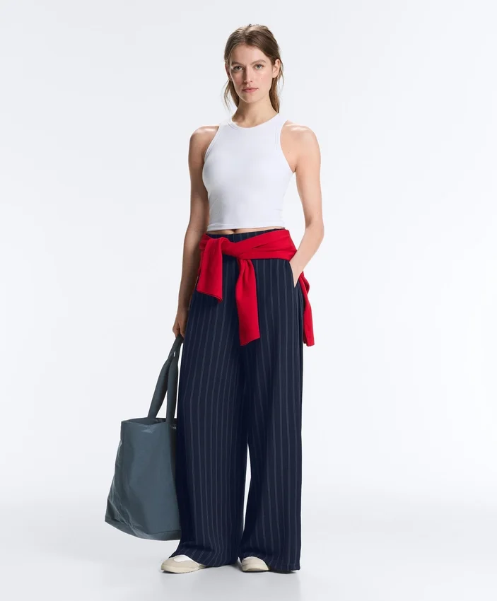 Soft-Touch Wide-Leg Trousers with Side Pleat and Modal Soft-Touch Wide-Leg Trousers with Side Pleat and Modal