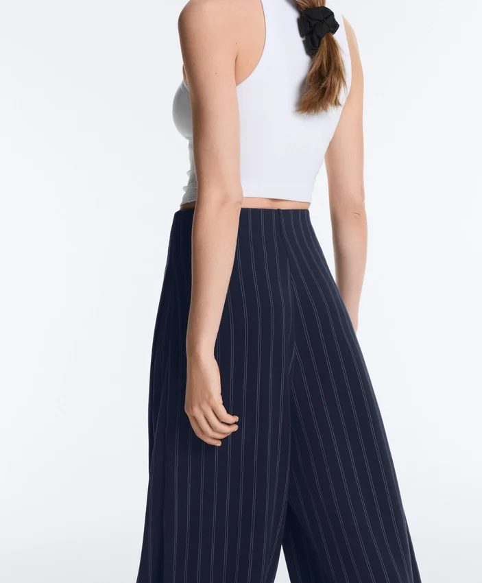 Soft-Touch Wide-Leg Trousers with Side Pleat and Modal Soft-Touch Wide-Leg Trousers with Side Pleat and Modal