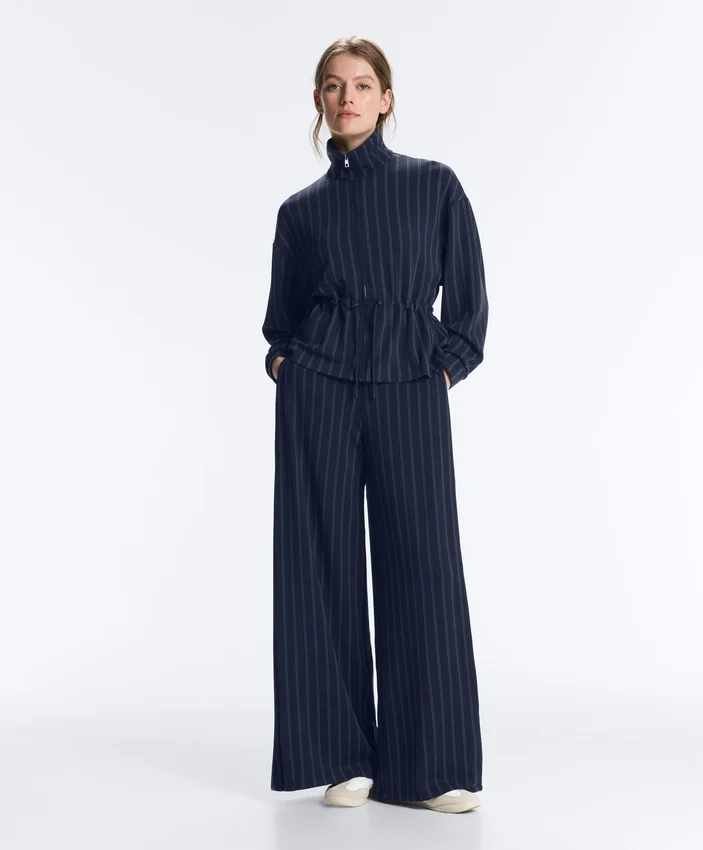 Soft-Touch Wide-Leg Trousers with Side Pleat and Modal Soft-Touch Wide-Leg Trousers with Side Pleat and Modal