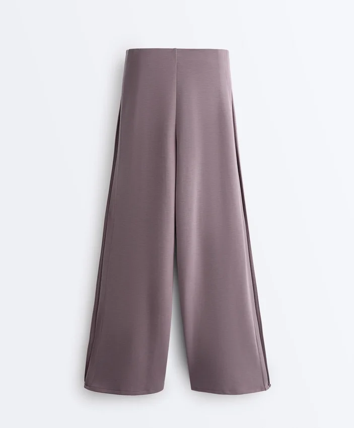 Soft-Touch Wide-Leg Trousers with Side Pleat and Modal Soft-Touch Wide-Leg Trousers with Side Pleat and Modal