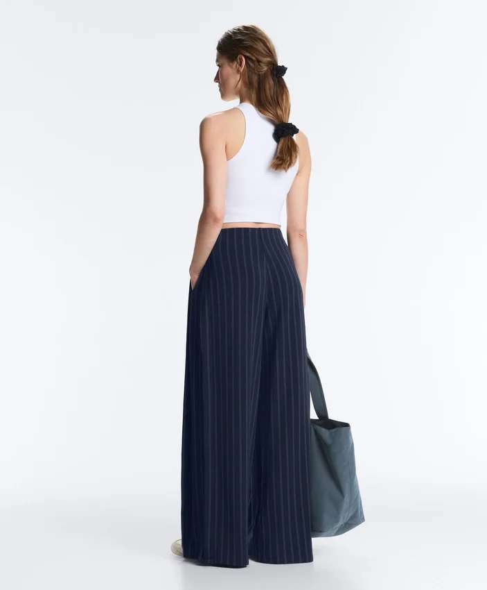 Soft-Touch Wide-Leg Trousers with Side Pleat and Modal Soft-Touch Wide-Leg Trousers with Side Pleat and Modal