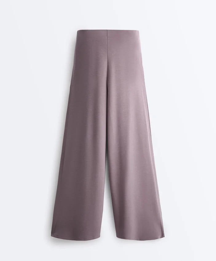 Soft-Touch Wide-Leg Trousers with Side Pleat and Modal Soft-Touch Wide-Leg Trousers with Side Pleat and Modal