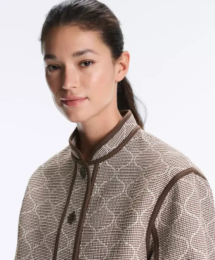 Stand-Up Collar Jacket with Contrast Stand-Up Collar Jacket with Contrast