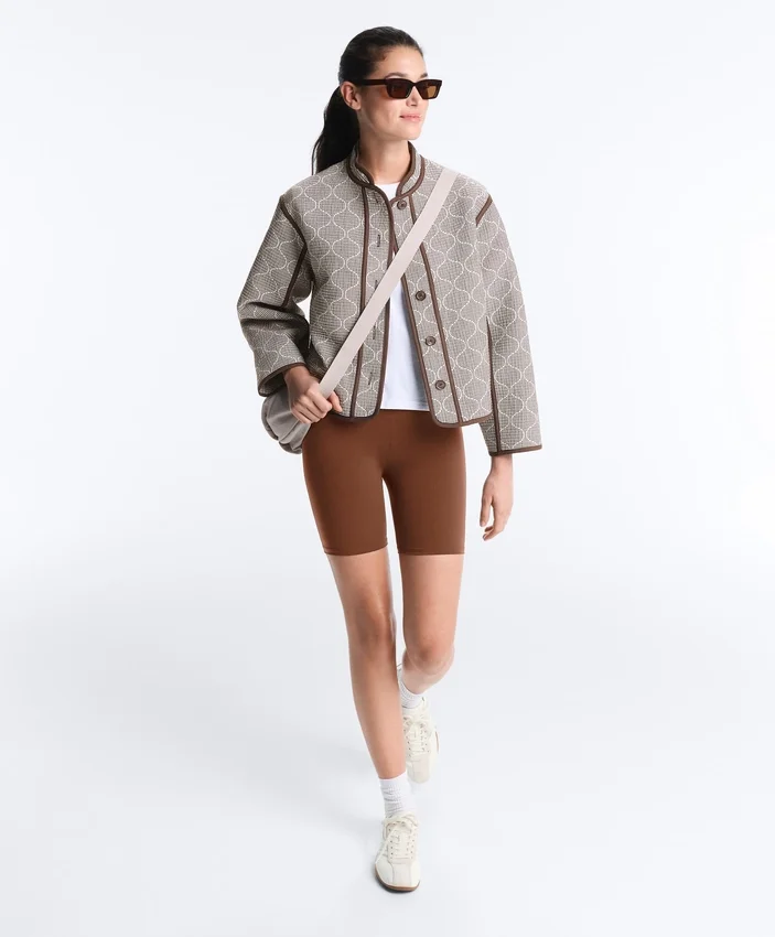 Stand-Up Collar Jacket with Contrast Stand-Up Collar Jacket with Contrast