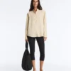 Stand-Up Collar Modal Blend Striped Shirt Stand-Up Collar Modal Blend Striped Shirt