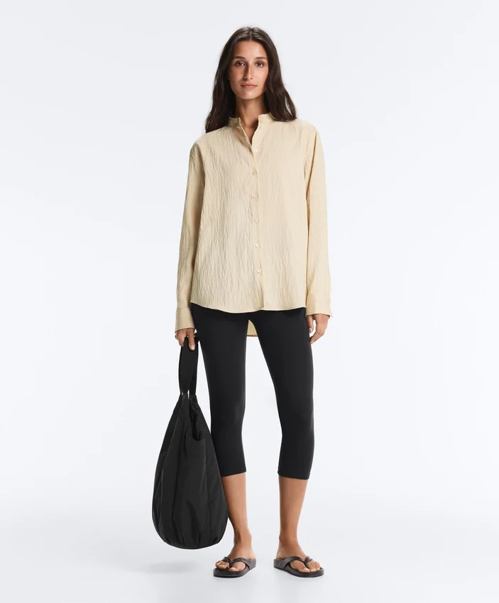 Stand-Up Collar Modal Blend Striped Shirt Stand-Up Collar Modal Blend Striped Shirt