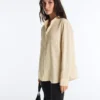 Stand-Up Collar Modal Blend Striped Shirt Stand-Up Collar Modal Blend Striped Shirt