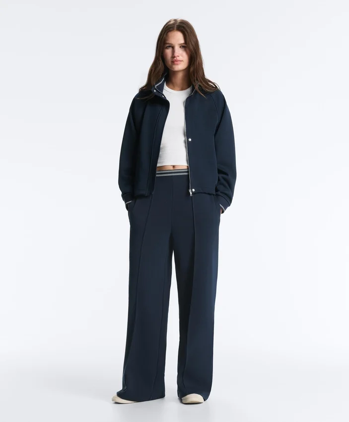 Piqué Jacket with Cotton Contrast Piping Piqué Jacket with Cotton Contrast Piping