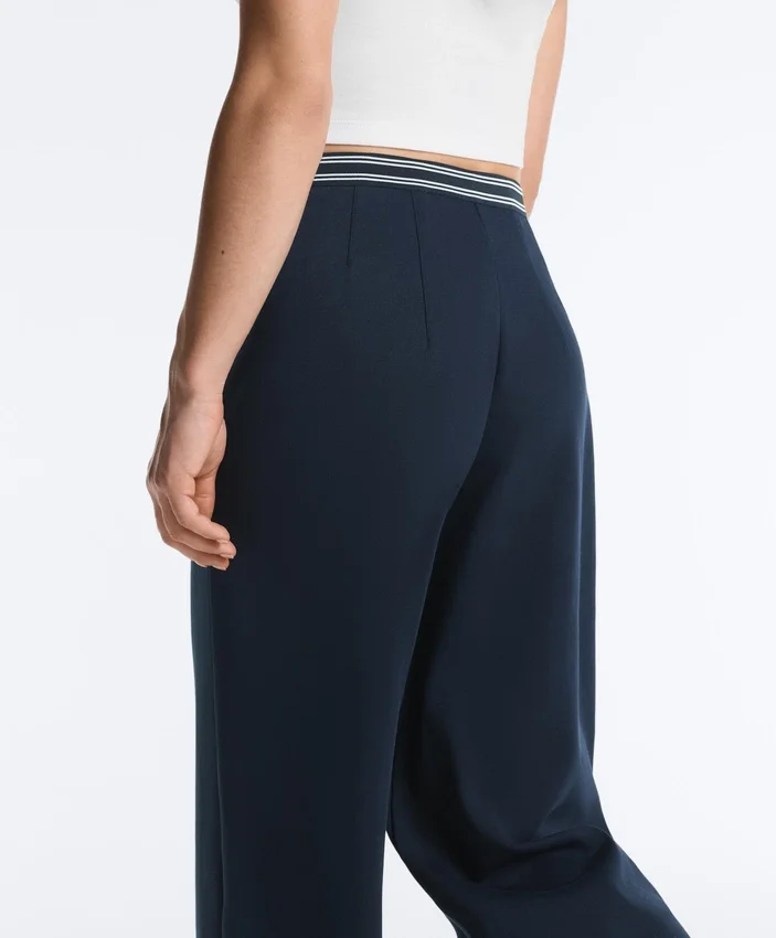 Straight-Leg Piqué Trousers with Cotton and Contrast Piping Straight-Leg Piqué Trousers with Cotton and Contrast Piping