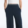 Straight-Leg Piqué Trousers with Cotton and Contrast Piping Straight-Leg Piqué Trousers with Cotton and Contrast Piping