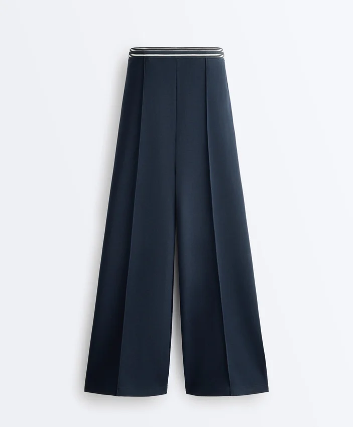 Straight-Leg Piqué Trousers with Cotton and Contrast Piping Straight-Leg Piqué Trousers with Cotton and Contrast Piping