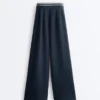 Straight-Leg Piqué Trousers with Cotton and Contrast Piping Straight-Leg Piqué Trousers with Cotton and Contrast Piping