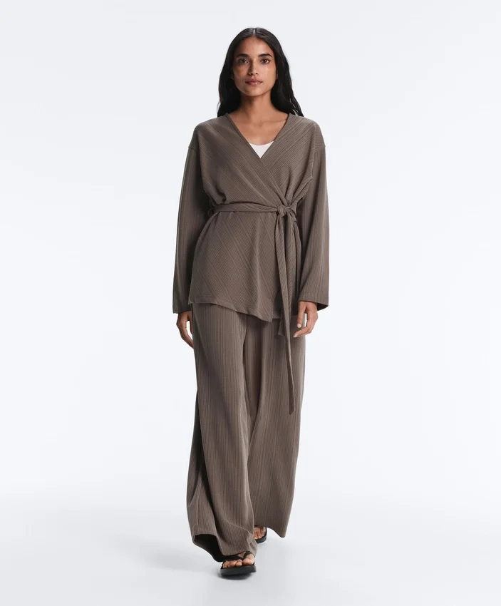 Long Asymmetric Stripe Jacket with Modal Long Asymmetric Stripe Jacket with Modal