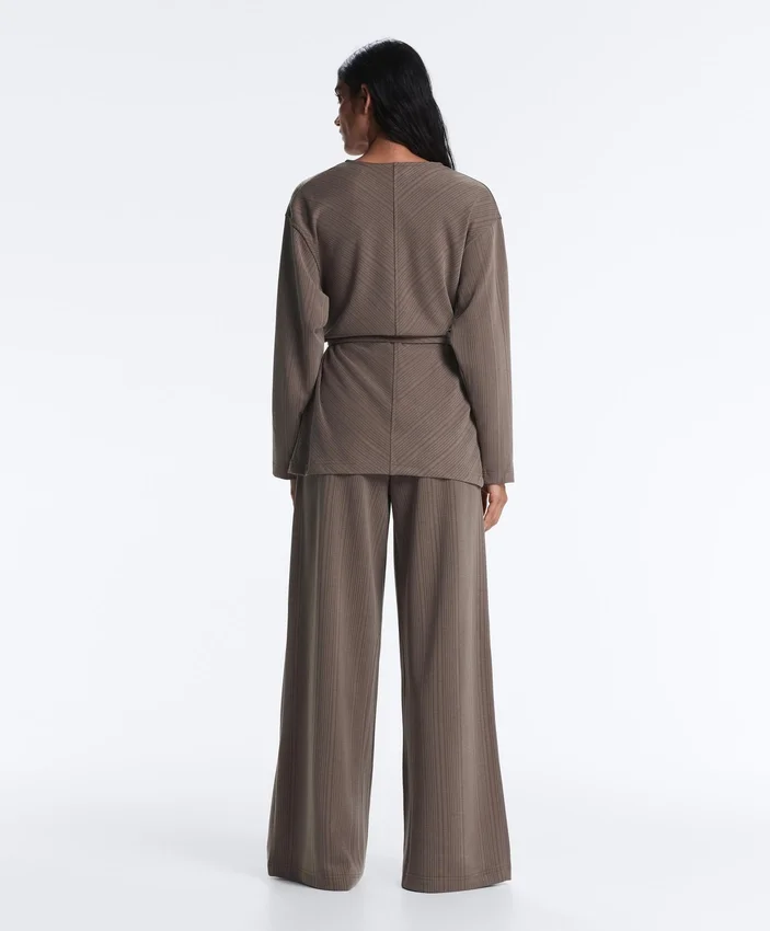 Long Asymmetric Stripe Jacket with Modal Long Asymmetric Stripe Jacket with Modal