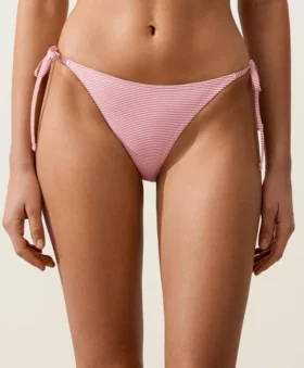 Stripe Medium-Coverage Bikini Briefs with Ties