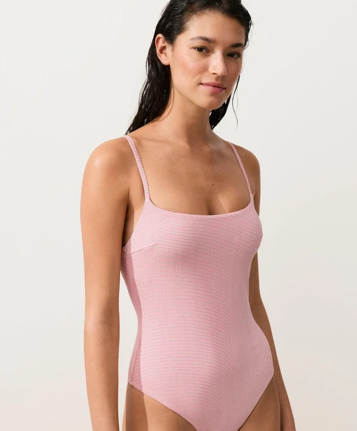 Stripe Round Neck Swimsuit Stripe Round Neck Swimsuit