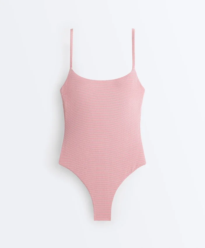 Stripe Round Neck Swimsuit Stripe Round Neck Swimsuit