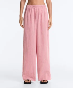 Striped 100% Cotton Straight-Leg Trousers