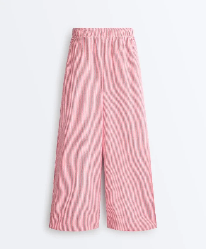 Striped 100% Cotton Straight-Leg Trousers Striped 100% Cotton Straight-Leg Trousers