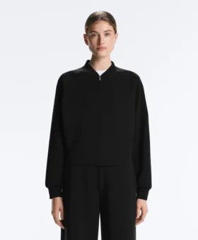 Striped Bomber Jacket with Soft-Touch Modal