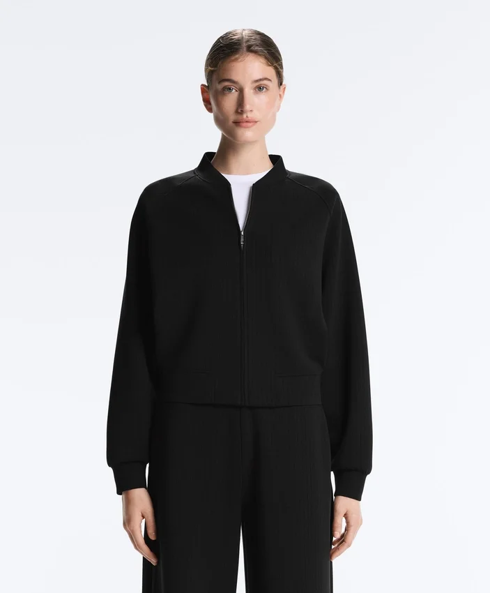 Striped Bomber Jacket with Soft-Touch Modal Striped Bomber Jacket with Soft-Touch Modal