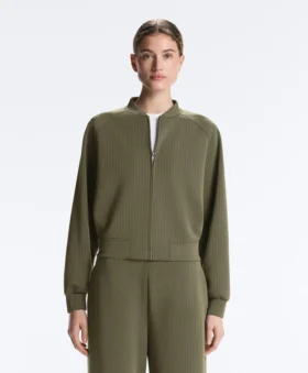 Striped Bomber Jacket with Soft-Touch Modal