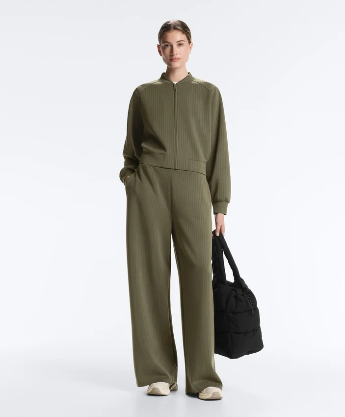 Striped Bomber Jacket with Soft-Touch Modal Striped Bomber Jacket with Soft-Touch Modal
