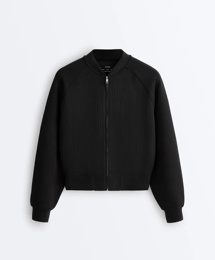 Striped Bomber Jacket with Soft-Touch Modal Striped Bomber Jacket with Soft-Touch Modal