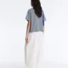 Striped Boxy Short Sleeve Cotton Blend T-Shirt Striped Boxy Short Sleeve Cotton Blend T-Shirt