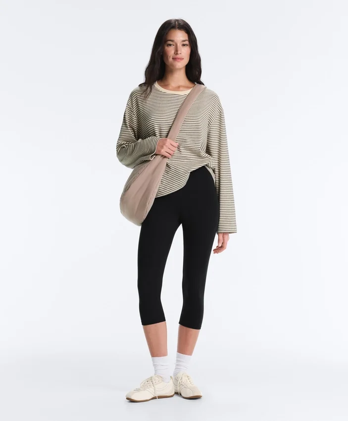Striped Cotton Blend Long Sleeve Relaxed T-Shirt Striped Cotton Blend Long Sleeve Relaxed T-Shirt