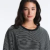 Striped Cotton Blend Long Sleeve Relaxed T-Shirt Striped Cotton Blend Long Sleeve Relaxed T-Shirt