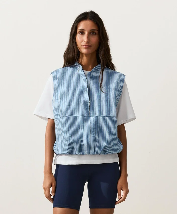 Striped Cotton Blend Vest Striped Cotton Blend Vest