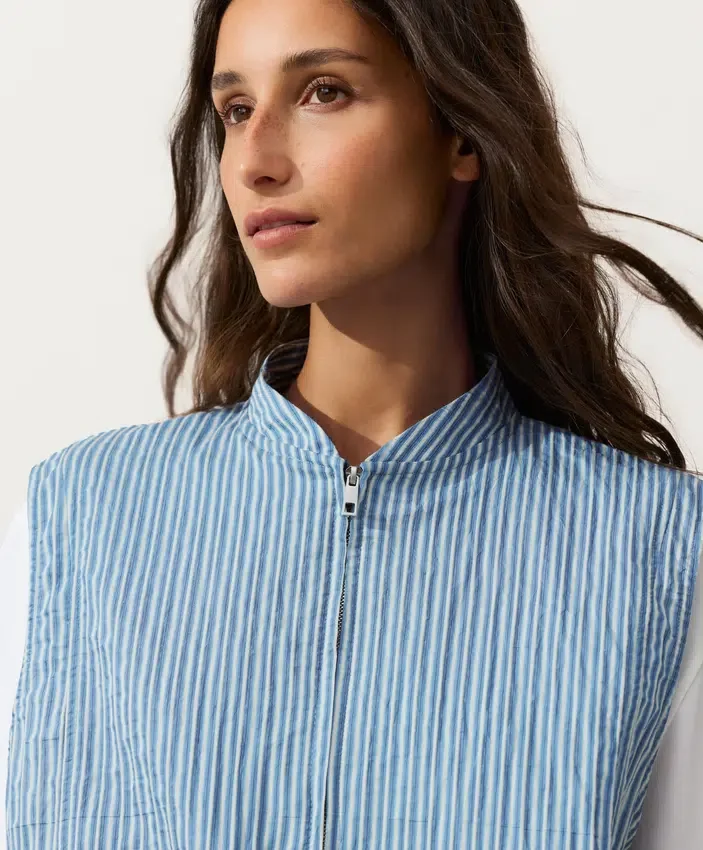 Striped Cotton Blend Vest Striped Cotton Blend Vest