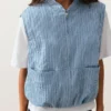 Striped Cotton Blend Vest Striped Cotton Blend Vest