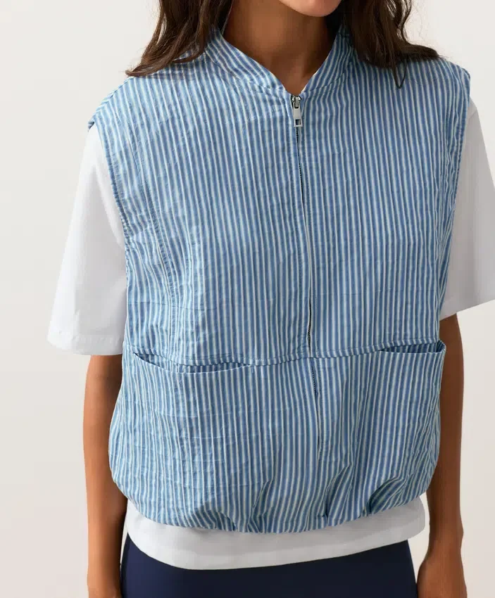 Striped Cotton Blend Vest Striped Cotton Blend Vest