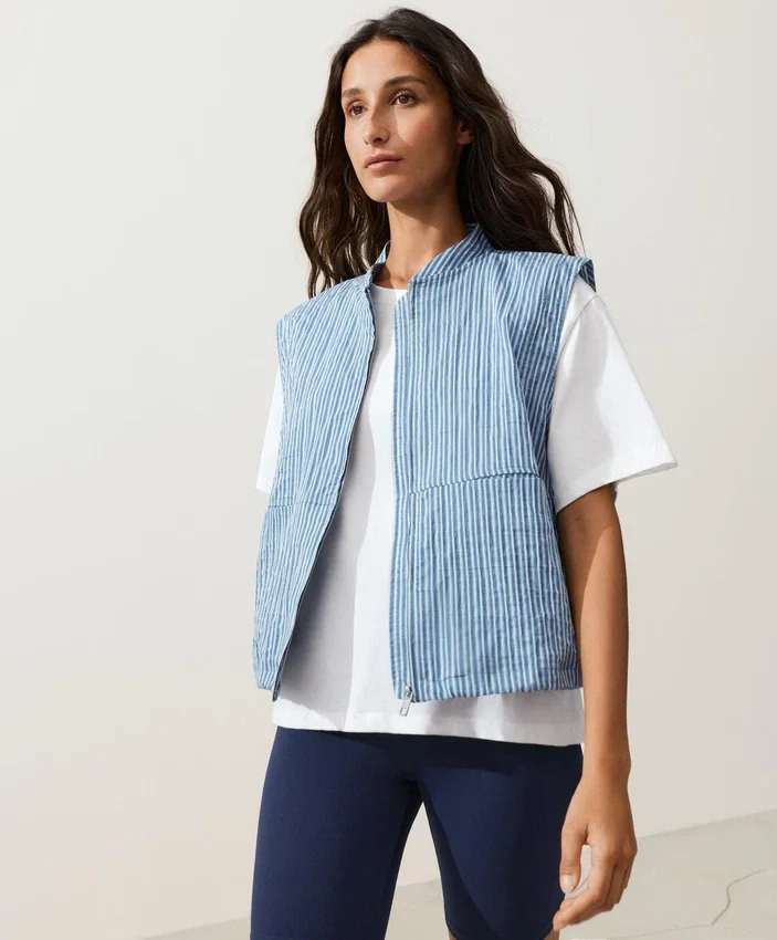 Striped Cotton Blend Vest Striped Cotton Blend Vest