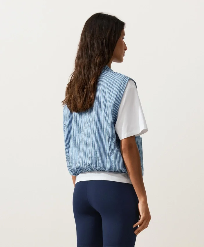 Striped Cotton Blend Vest Striped Cotton Blend Vest