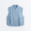 Striped Cotton Blend Vest Striped Cotton Blend Vest