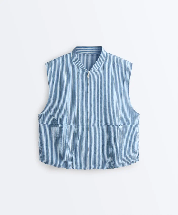 Striped Cotton Blend Vest Striped Cotton Blend Vest