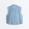Striped Cotton Blend Vest Striped Cotton Blend Vest