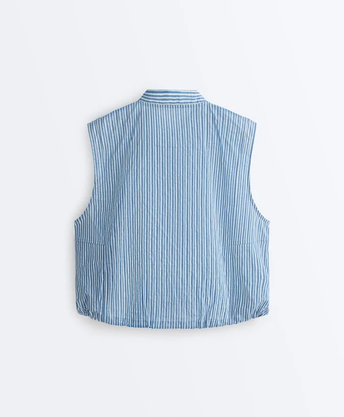 Striped Cotton Blend Vest Striped Cotton Blend Vest