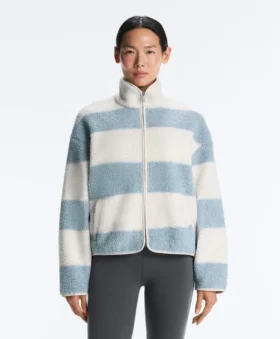 Striped Faux-Shearling Bomber Jacket