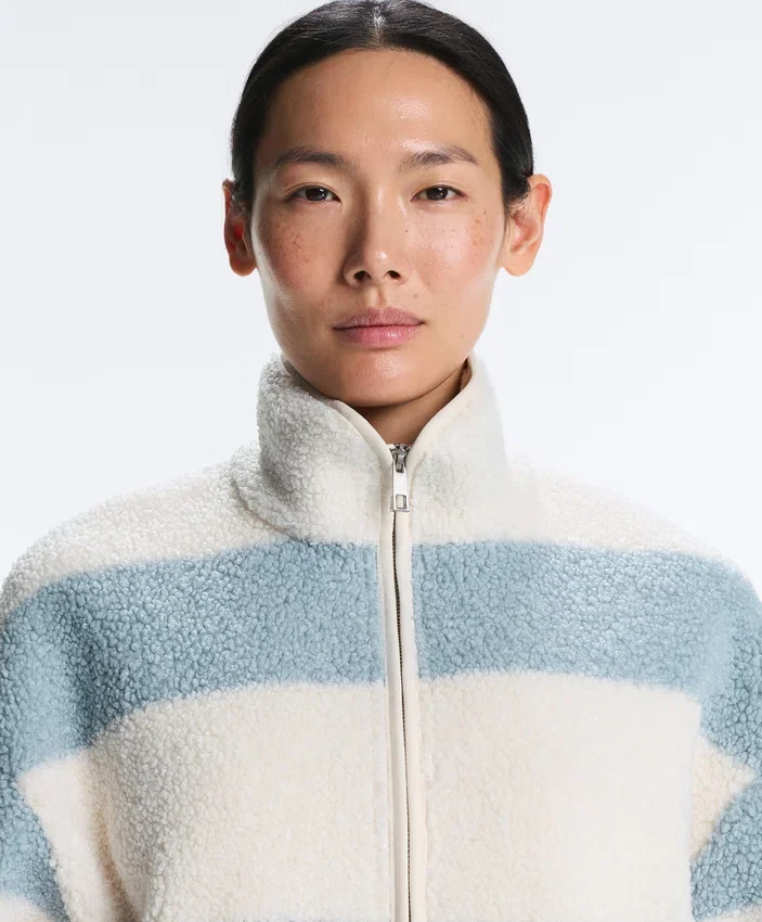 Striped Faux-Shearling Bomber Jacket Striped Faux-Shearling Bomber Jacket