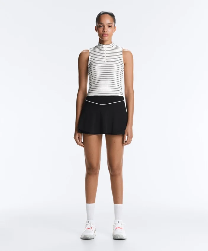 Striped Half-Zip Sleeveless T-Shirt Striped Half-Zip Sleeveless T-Shirt