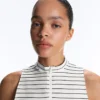 Striped Half-Zip Sleeveless T-Shirt Striped Half-Zip Sleeveless T-Shirt