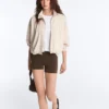 Striped Jacket with Puffed Hem