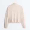 Striped Jacket with Puffed Hem