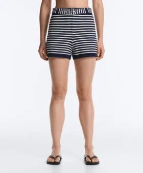 Striped Knit Shorts with 100% Cotton Belt