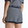 Striped Knit Shorts with 100% Cotton Belt Striped Knit Shorts with 100% Cotton Belt
