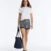 Striped Knit Shorts with 100% Cotton Belt Striped Knit Shorts with 100% Cotton Belt